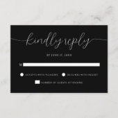 Modern Minimalist Calligraphy Black Wedding RSVP Kaartje (Voorkant)