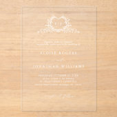 Modern Minimalist Calligraphy Crest monogram Chic Acryl Uitnodigingen (Voorkant)