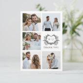 Modern Minimalist Calligraphy Crest monogram Photo Bedankkaart (Staand voorkant)