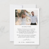 Modern Minimalist Calligraphy Crest monogram Photo Bedankkaart (Achterkant)