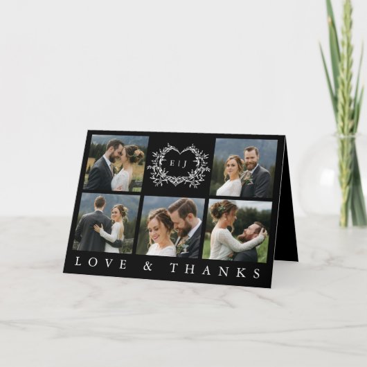 Modern Minimalist Calligraphy Crest monogram Photo Bedankkaart (Voorkant)