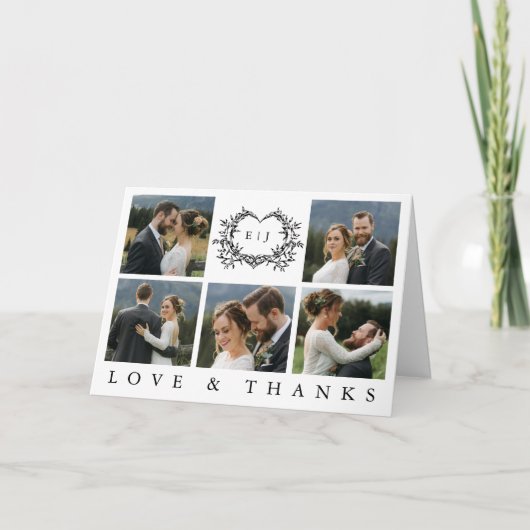 Modern Minimalist Calligraphy Crest monogram Photo Bedankkaart (Voorkant)