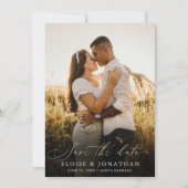 Modern Minimalist Calligraphy Crest monogram Photo Save The Date (Voorkant)