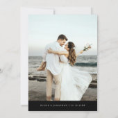 Modern Minimalist Calligraphy Crest Photo Wedding Kaart (Achterkant)