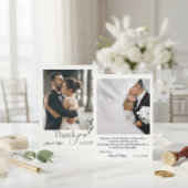 Modern Minimalist Calligraphy Script Photo Wedding Bedankkaart