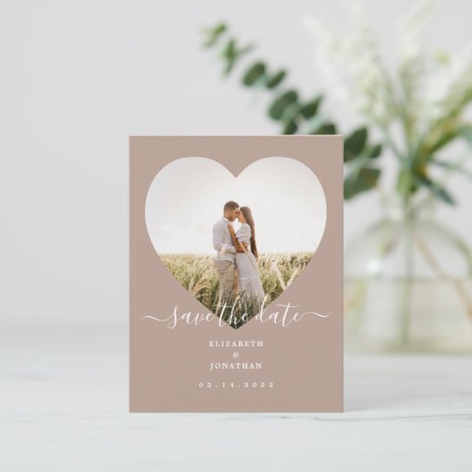 Modern minimalist Champagne Boho Wedding Photo Save The Date (Staand voorkant)