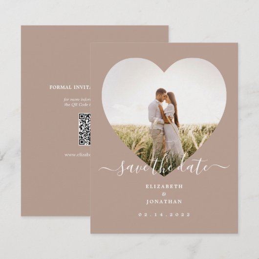 Modern minimalist Champagne Boho Wedding Photo Save The Date (Voorkant / Achterkant)