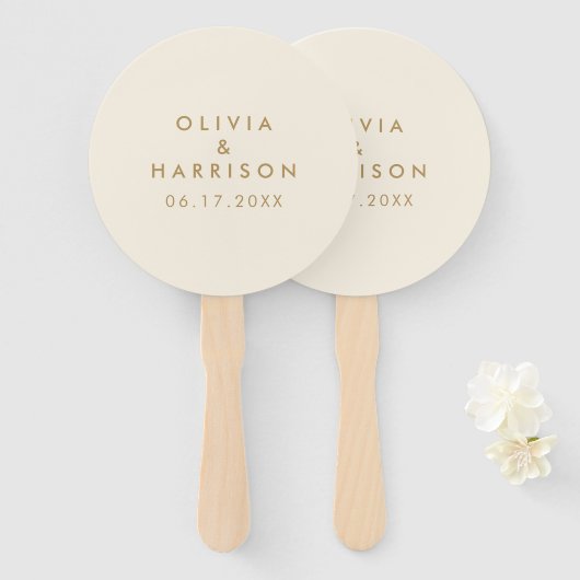 Modern minimalist Champagne Simple Wedding Handwaaier (Voorkant en achterkant)