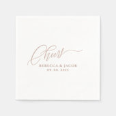 Modern Minimalist Cheers Kalligrafie Blush Roze Servet (Voorkant)