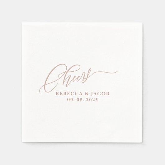 Modern Minimalist Cheers Kalligrafie Blush Roze Servet (Voorkant)