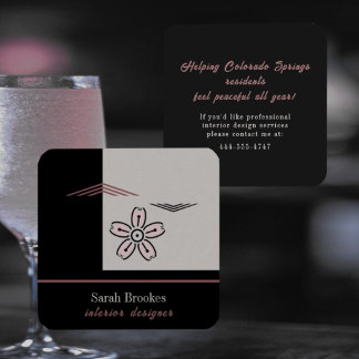 Modern Minimalist Cherry Blossom Business Card Vierkante Visitekaartje