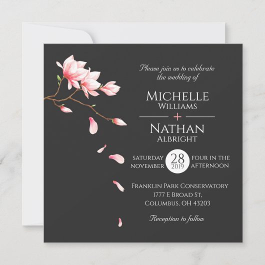 Modern minimalist Cherry Blossom Invitation Kaart (Voorkant)