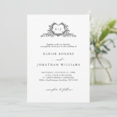 Modern Minimalist Chic Calligraphy Crest Wedding Kaart (Staand voorkant)