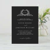 Modern Minimalist Chic Calligraphy Crest Wedding   Kaart (Staand voorkant)