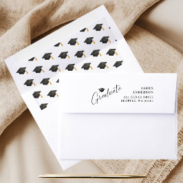 Modern Minimalist Chic Graduate Return Address Zelfinktende Stempel