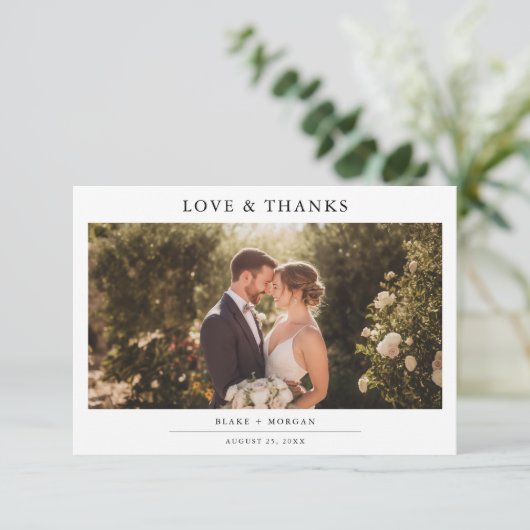 Modern Minimalist Chic Photo Wedding Bedankkaart (Staand voorkant)