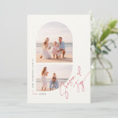 Modern Minimalist Christmas Beach Family Photo Feestdagenkaart (Staand voorkant)