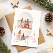 Modern Minimalist Christmas Beach Family Photo Feestdagenkaart