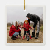 Modern Minimalist Christmas Family Collage Keramisch Ornament (Achterkant)