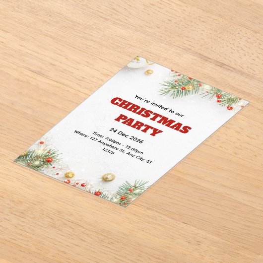 Modern Minimalist Christmas Invitation Acryl Uitnodigingen (Laagn)