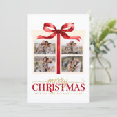 Modern Minimalist Christmas Red Photo Feestdagenkaart (Staand voorkant)