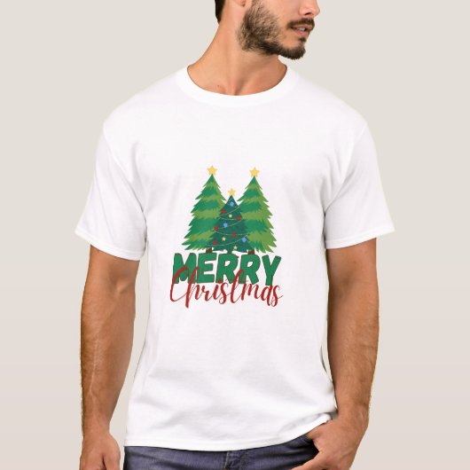 Modern Minimalist Christmas Tree Pattern T-Shirt (Voorkant)