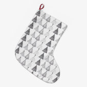 Modern Minimalist Christmas Trees Doodles Grote Kerstsok (Voorkant (Hangend))