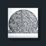 Modern Minimalist Circular Labyrinth - Abstract 3D Canvas Afdruk<br><div class="desc">A captivating and complex digital artwork featuring a semi-circular maze of interconnected, fluid paths reminiscent of a futuristic circuit board or a neural network. The bold black lines against a crisp white background create a high-contrast, professional aesthetic. Ideal for tech company branding, modern home offices, or as a sophisticated intellectual...</div>