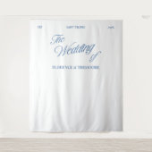 Modern Minimalist Classic Blue Script Wedding Wandkleed (Voorkant)