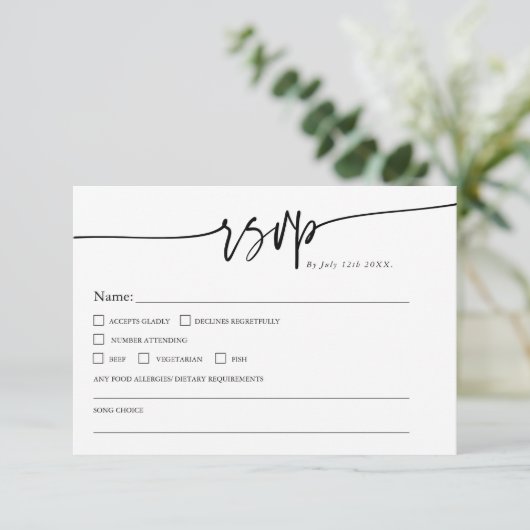 Modern Minimalist Classic QR code Boho Wedding RSVP Kaartje (Staand voorkant)