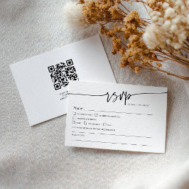 Modern Minimalist Classic QR code Boho Wedding RSVP Kaartje