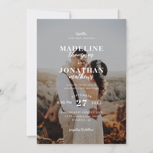Modern minimalist Classy Photo Wedding Kaart (Voorkant)