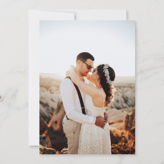 Modern minimalist Classy Photo Wedding Kaart (Achterkant)