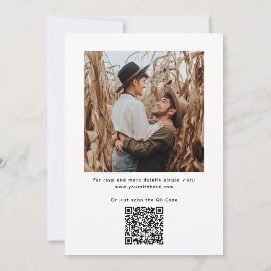 Modern Minimalist Clean Wedding | Photo & QR Code Kaart (Achterkant)