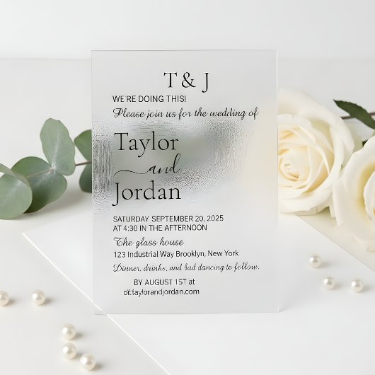 Modern Minimalist Clear Acrylic Wedding Invitation Acryl Uitnodigingen