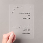 Modern minimalist clear luxury wedding acryl uitnodigingen (Insitu (Draagbaar))