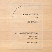 Modern minimalist clear luxury wedding acryl uitnodigingen (Voorkant)