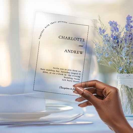 Modern minimalist clear luxury wedding acryl uitnodigingen