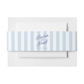 Modern Minimalist Coastal Blue Stripes Wedding Uitnodigingen Wikkel (Voorkant Voorbeeld)
