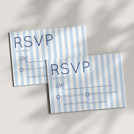 Modern Minimalist Coastal Blue StripesWedding RSVP Kaartje