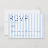 Modern Minimalist Coastal Blue StripesWedding RSVP Kaartje (Voorkant)