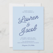 Modern Minimalist Coastal Blue Wedding Kaart (Voorkant)