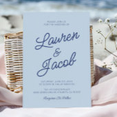 Modern Minimalist Coastal Blue Wedding Kaart