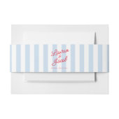 Modern Minimalist Coastal Red Blue Stripes Wedding Uitnodigingen Wikkel (Voorkant Voorbeeld)