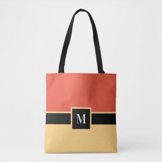 Modern Minimalist Color Block Initial Tote Bag (Voorkant)