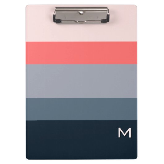 Modern Minimalist Color Block Monogrammed Klembord (Voorkant)