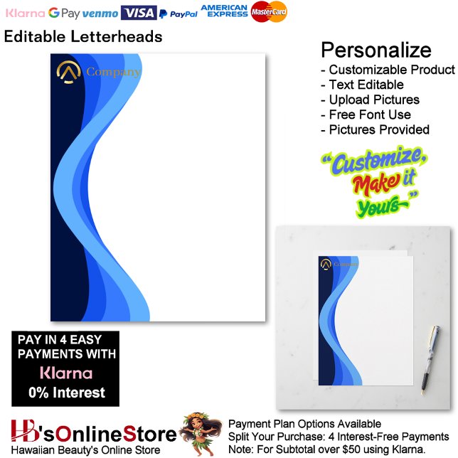 Modern Minimalist Company Blue White Business Briefhoofd (Modern Minimalist Company Blue White Business Letterhead.)