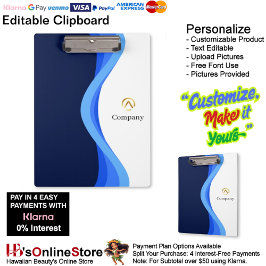 Modern Minimalist Company Blue White Business Klembord