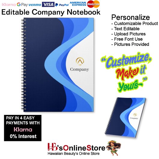 Modern Minimalist Company Blue White Notitieboek