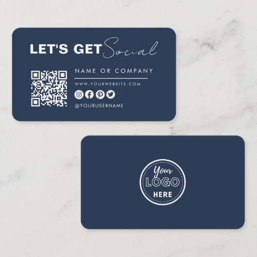 Modern Minimalist Connect met US Navy Blue Visitekaartje (Voorkant / Achterkant)